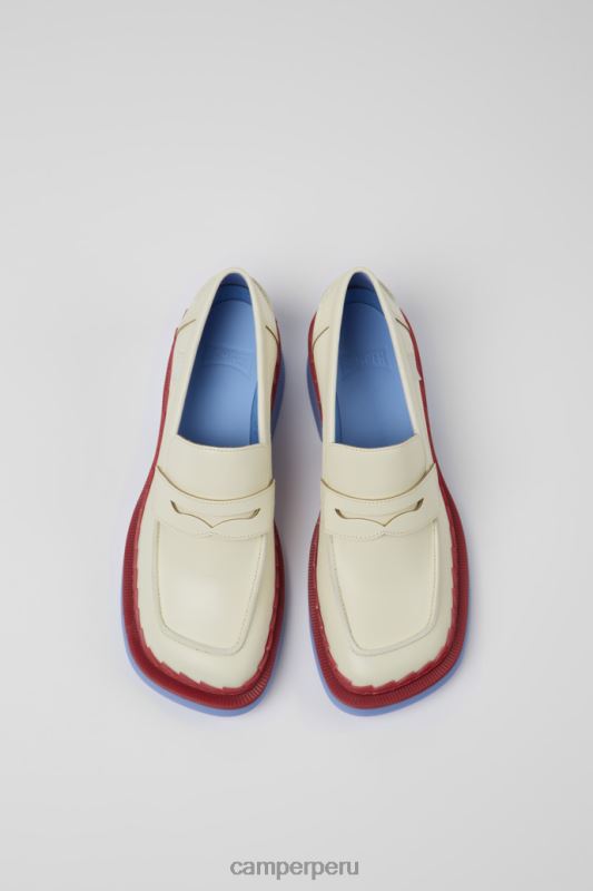 blanco BX628126 Camper Mocasines taylor de piel en blanco y rojo para mujer novedades