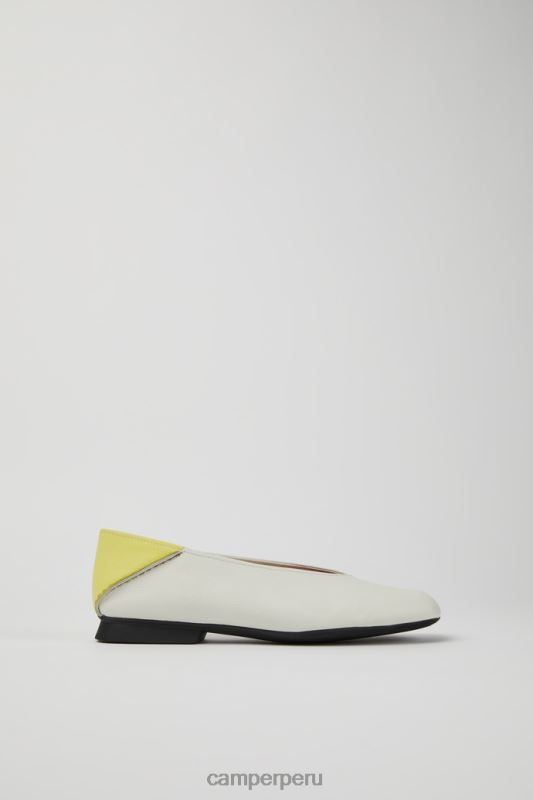 blanco BX62838 Camper Bailarinas casi myra de piel blanca y amarilla para mujer novedades
