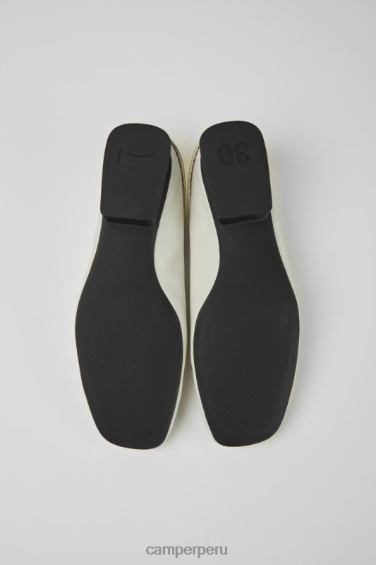 blanco BX62838 Camper Bailarinas casi myra de piel blanca y amarilla para mujer novedades