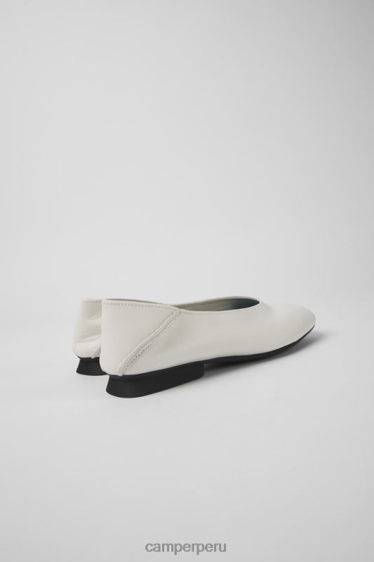 blanco BX628972 Camper Bailarinas casi myra de piel blanca de diseño para mujer.