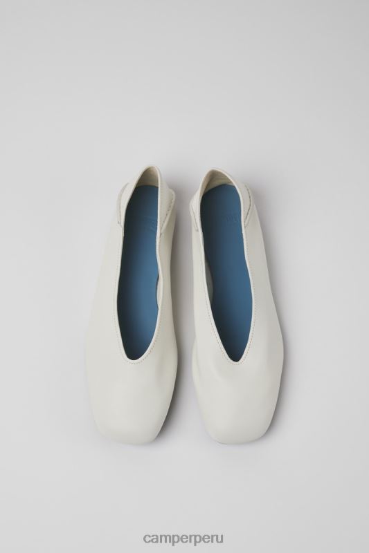 blanco BX628972 Camper Bailarinas casi myra de piel blanca de diseño para mujer.