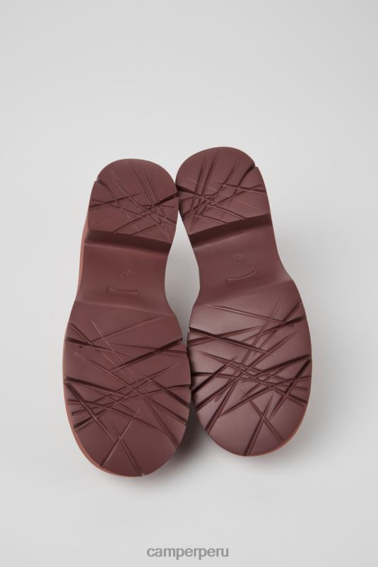 borgoña BX6281067 Camper Mocasines milah de piel color burdeos de diseño para mujer.