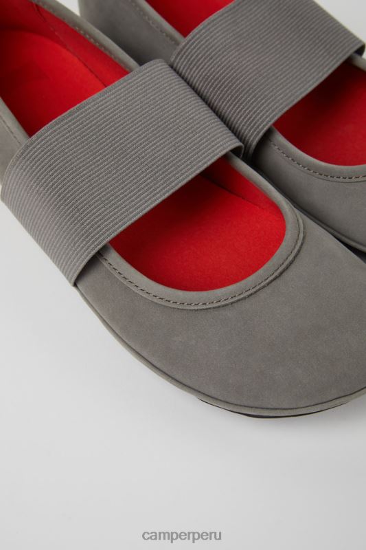 gris BX6281109 Camper Bailarinas de nobuk gris de design right para mujer