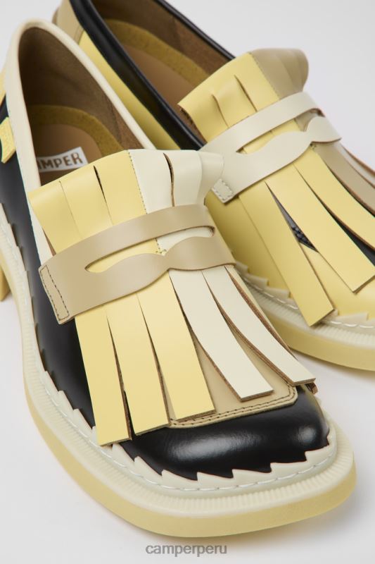 multicolor BX628955 Camper Mocasines twins de piel multicolor de diseño para mujer.