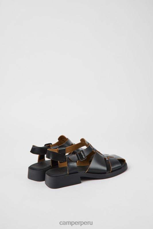 negro BX6281028 Camper Sandalias de diseño Dana de piel color negro para mujer.