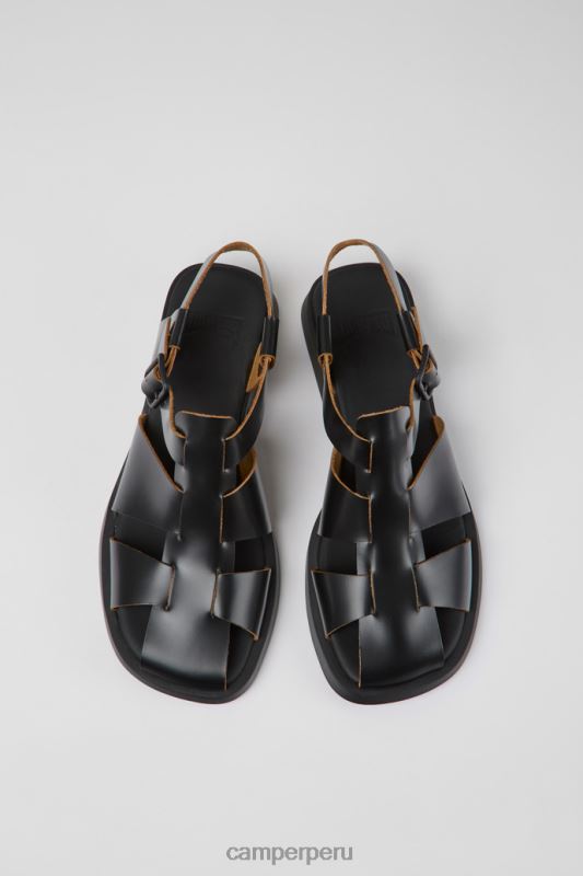 negro BX6281028 Camper Sandalias de diseño Dana de piel color negro para mujer.