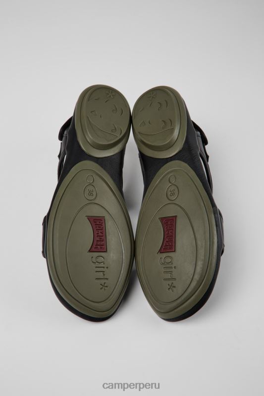 negro BX6281055 Camper diseño derecho sandalias de cuero negro para mujer