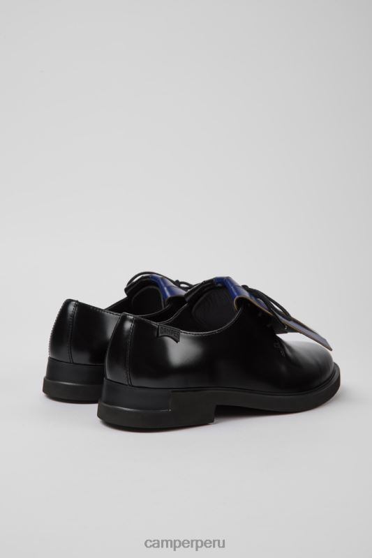 negro BX6281082 Camper Zapatos gemelos de piel negros y azules de diseño para mujer.