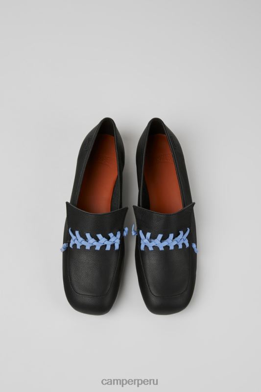 negro BX62850 Camper Mocasines casi myra de piel en color negro y azul para mujer
