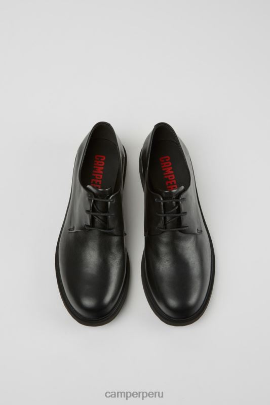 negro BX62887 Camper Zapatos con cordones de piel negra Neuman exclusivos