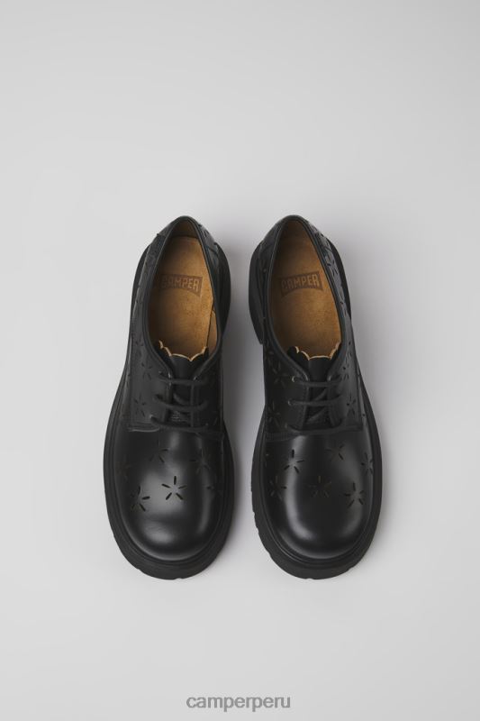 negro BX628947 Camper Zapatos exclusivos milah de piel negra para mujer.