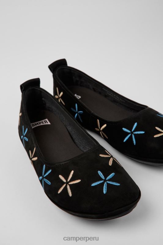 negro BX628967 Camper Bailarinas de nobuk negro design twins para mujer